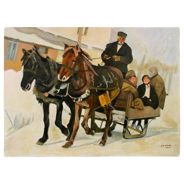 768x768 Russian Winter Sleigh Ride Painting - Sleigh Ride Painting