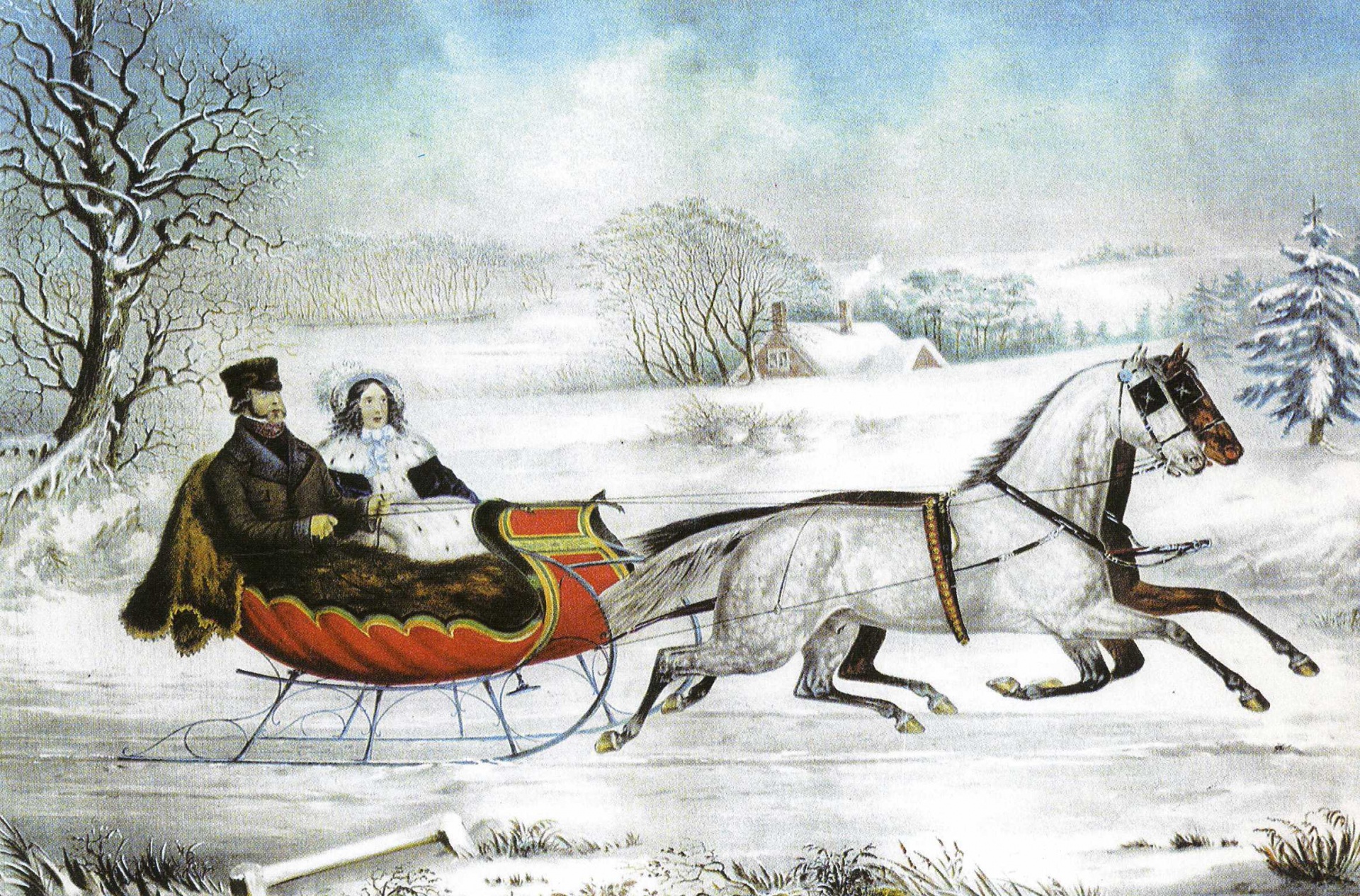 1920x1265 Sleigh Ride Free Stock Photo - Sleigh Ride Painting