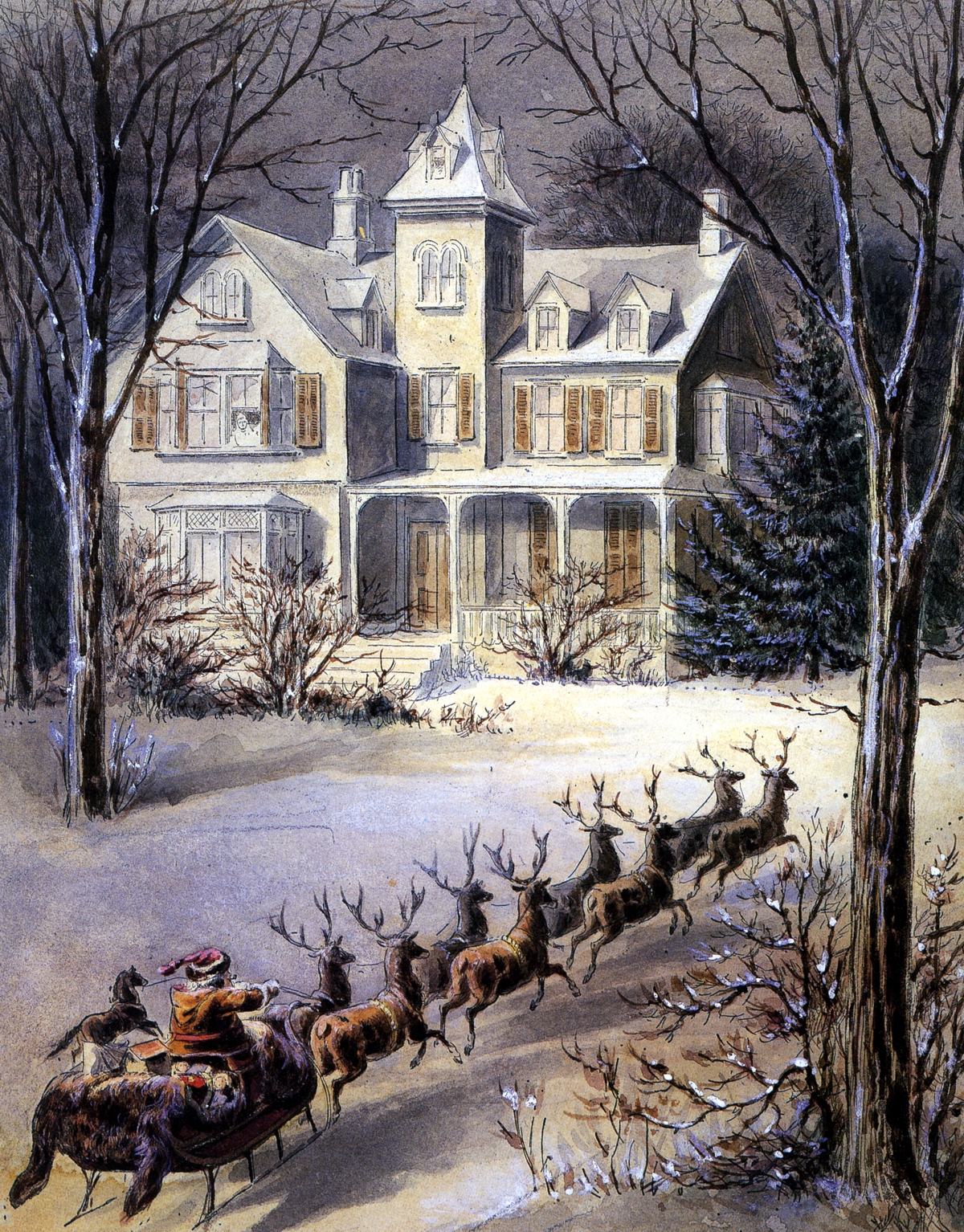 1200x1534 Snowy Sleigh Ride - Sleigh Ride Painting