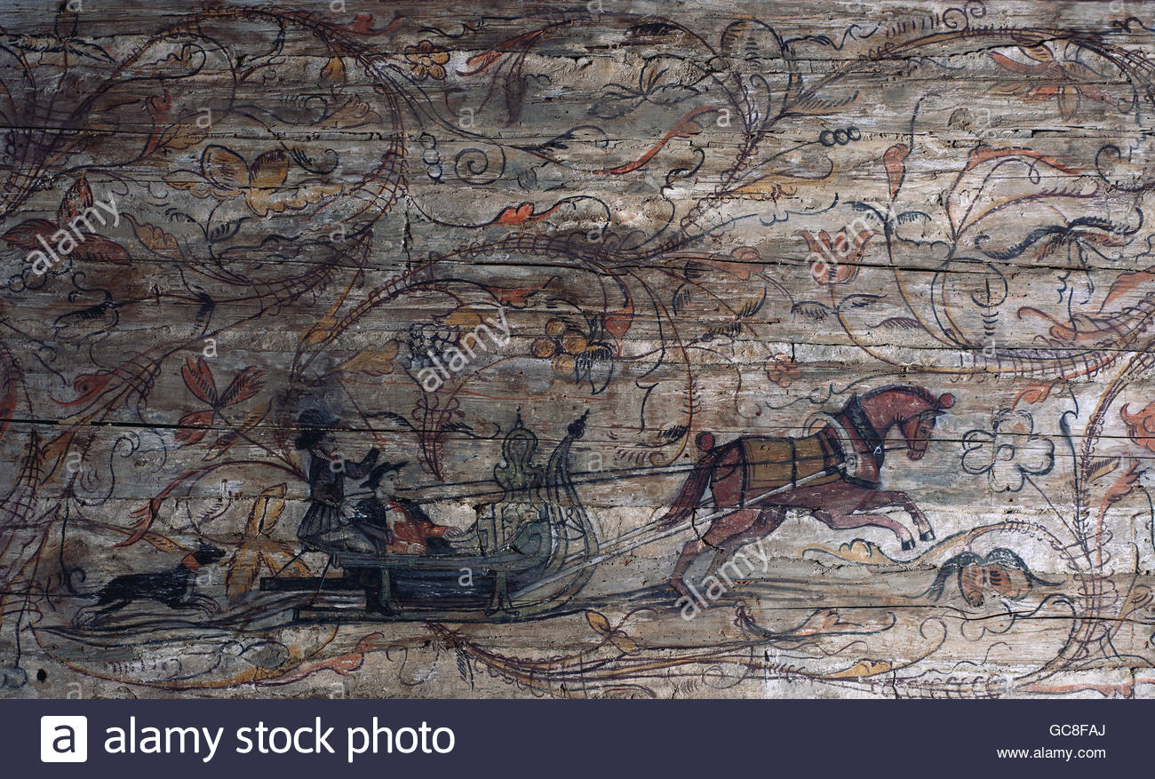 1300x877 Fine Arts, Folk Art, Germany, Sleigh Ride, Mural Painting - Sleigh Ride Painting