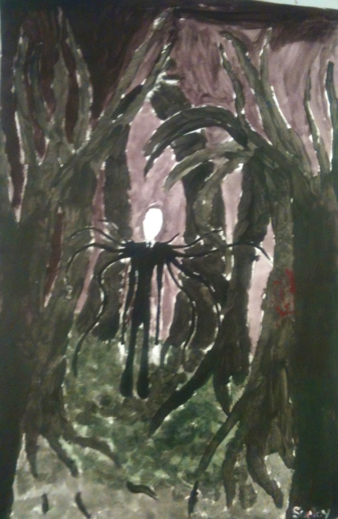 668x1023 Slender Man Painting By Ezura Violet - Slenderman Painting