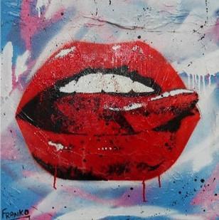 308x309 Sloppy Kiss 60cm X 60cm Red Pop Art Painting - Sloppy Painting