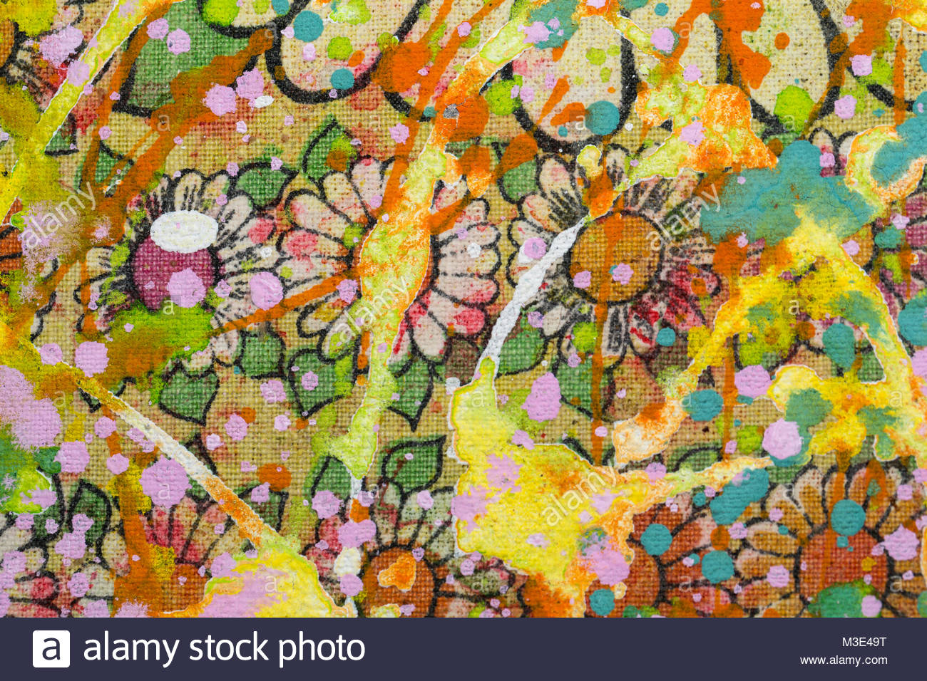 1300x956 The Flowery Background Sloppy With Colourful Paint Stock Photo - Sloppy Painting