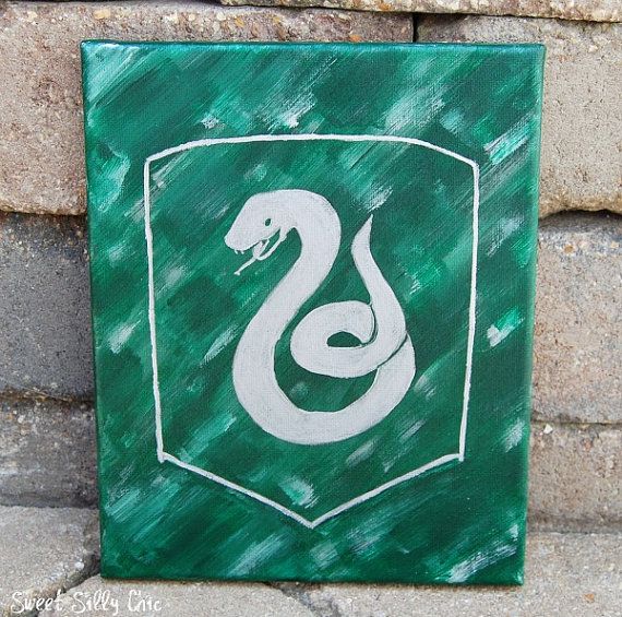 570x565 Slytherin Canvas Wall Art Original Hand Painted By Sweetsillychic - Slytherin Painting