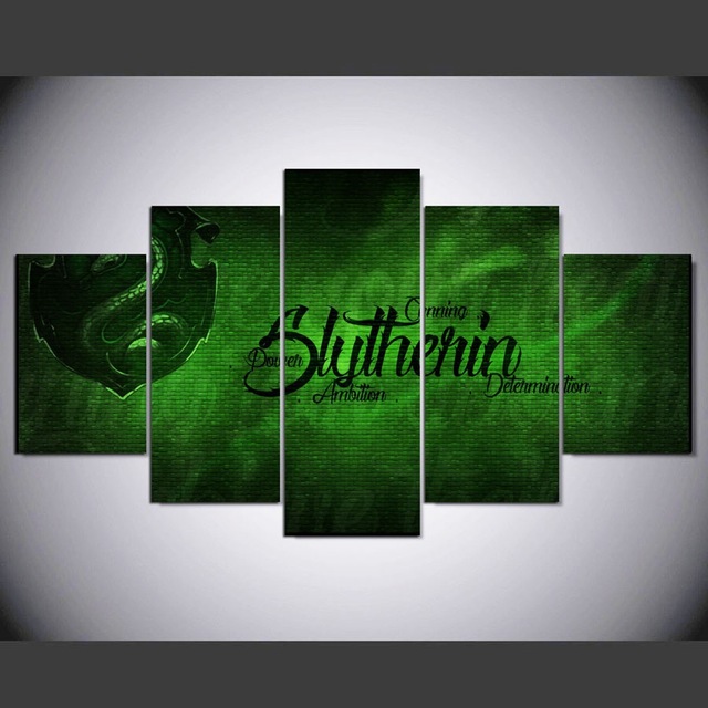 640x640 2017 Jie Do Art 5 Panel Modern Hd Slytherin Art Print Canvas Art - Slytherin Painting