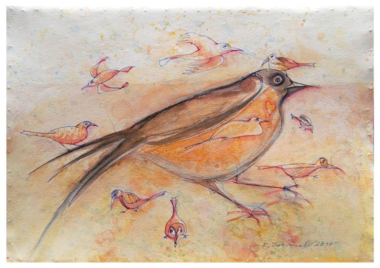 770x544 Saatchi Art The Music Therapist The Great Bird Teaches 9 Small - Small Bird Painting