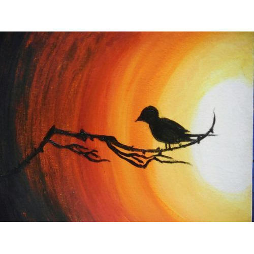 500x500 Small Bird Canvas Painting - Small Bird Painting