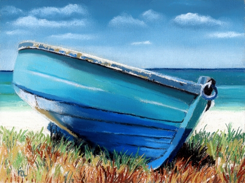 504x376 Small Blue Boat And Painting Giveaway Sold Ria Hills - Small Boat Painting