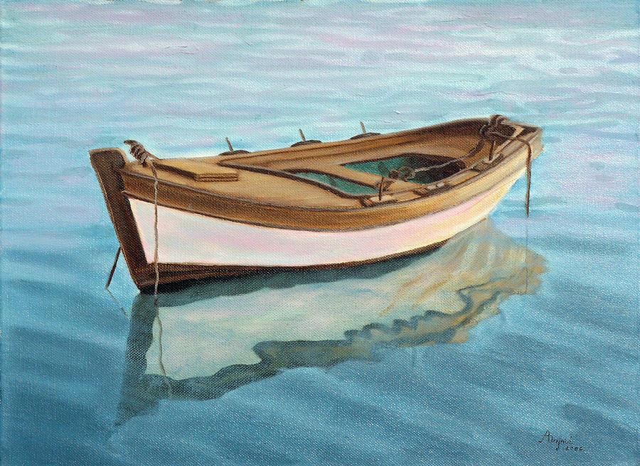 900x656 Small Boat Painting By Andreja Dujnic - Small Boat Painting