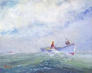 300x238 Small Boat Paintings - Small Boat Painting