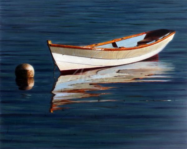 600x478 Small Boat Above Water Oil Painting Op Lb4 3 - Small Boat Painting
