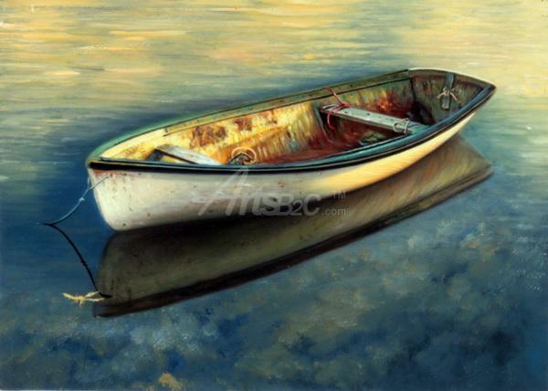 600x428 Small Boat Above Water Oil Painting Op Lb4 8 - Small Boat Painting