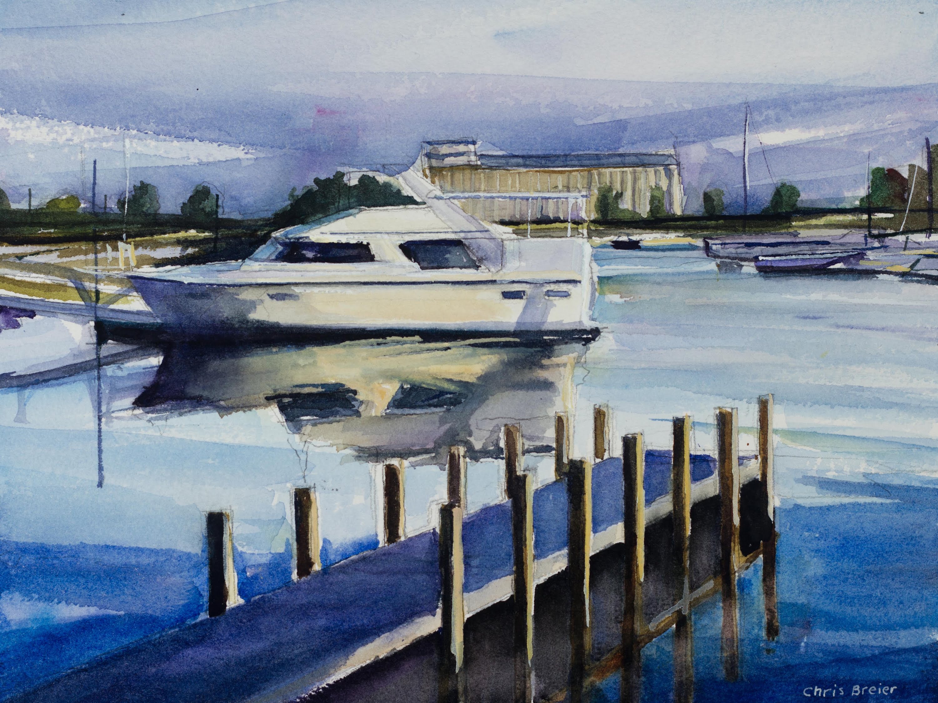 3000x2250 Watercolor Painting Demo Small Boat Harbor - Small Boat Painting