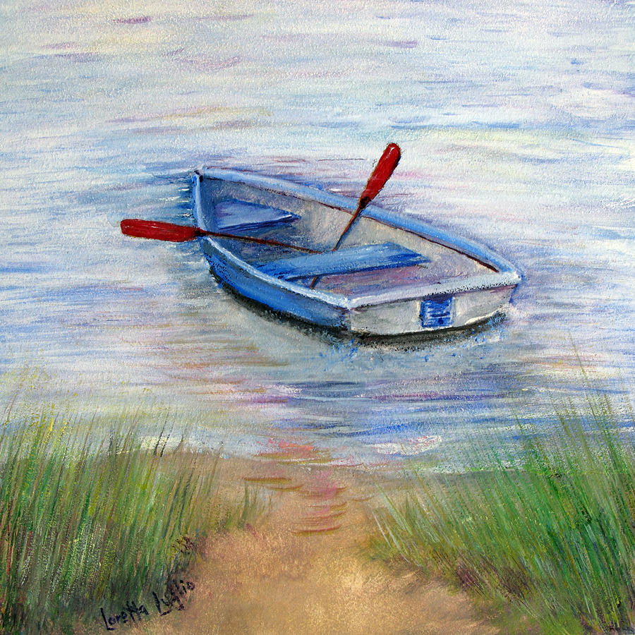 900x900 Little Boat Painting By Loretta Luglio - Small Boat Painting