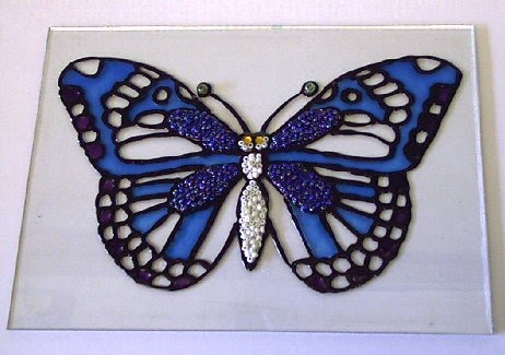 462x325 Janet And Megans Crafts Glass Painted Butterfly With Seed Beads - Small Butterfly Painting