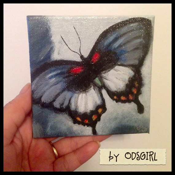 570x570 Kawaii Miniature Acrylic Butterfly Painting On Small By Odsgirl - Small Butterfly Painting