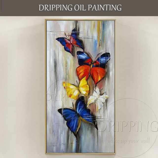 640x640 Long Size Hand Painted Abstract Butterflies Oil Painting On Canvas - Small Butterfly Painting