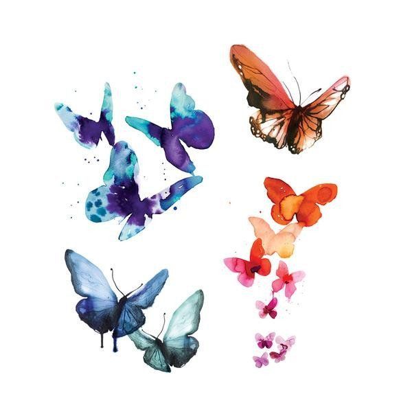 600x600 Watercolor Butterfly Tattoo Set Tattoarte - Small Butterfly Painting