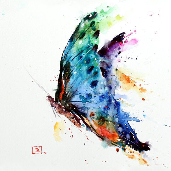 570x570 Butterfly Original Watercolor Painting By Dean Crouser - Small Butterfly Painting