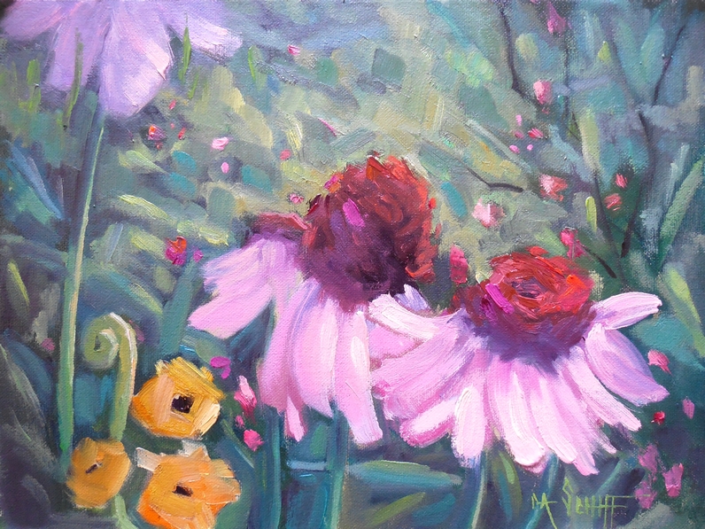 796x597 Palette Knife Painters, International Landscape With Flowers - Small Flower Painting