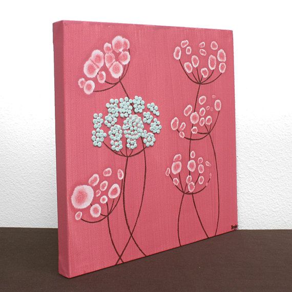 570x570 Pink Nursery Wall Art - Small Flower Painting