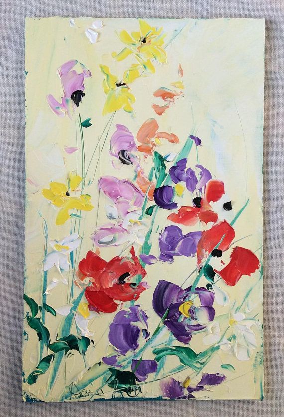 570x836 Wildflower Oil Painting, Flower Decor, Impressionist Flower - Small Flower Painting