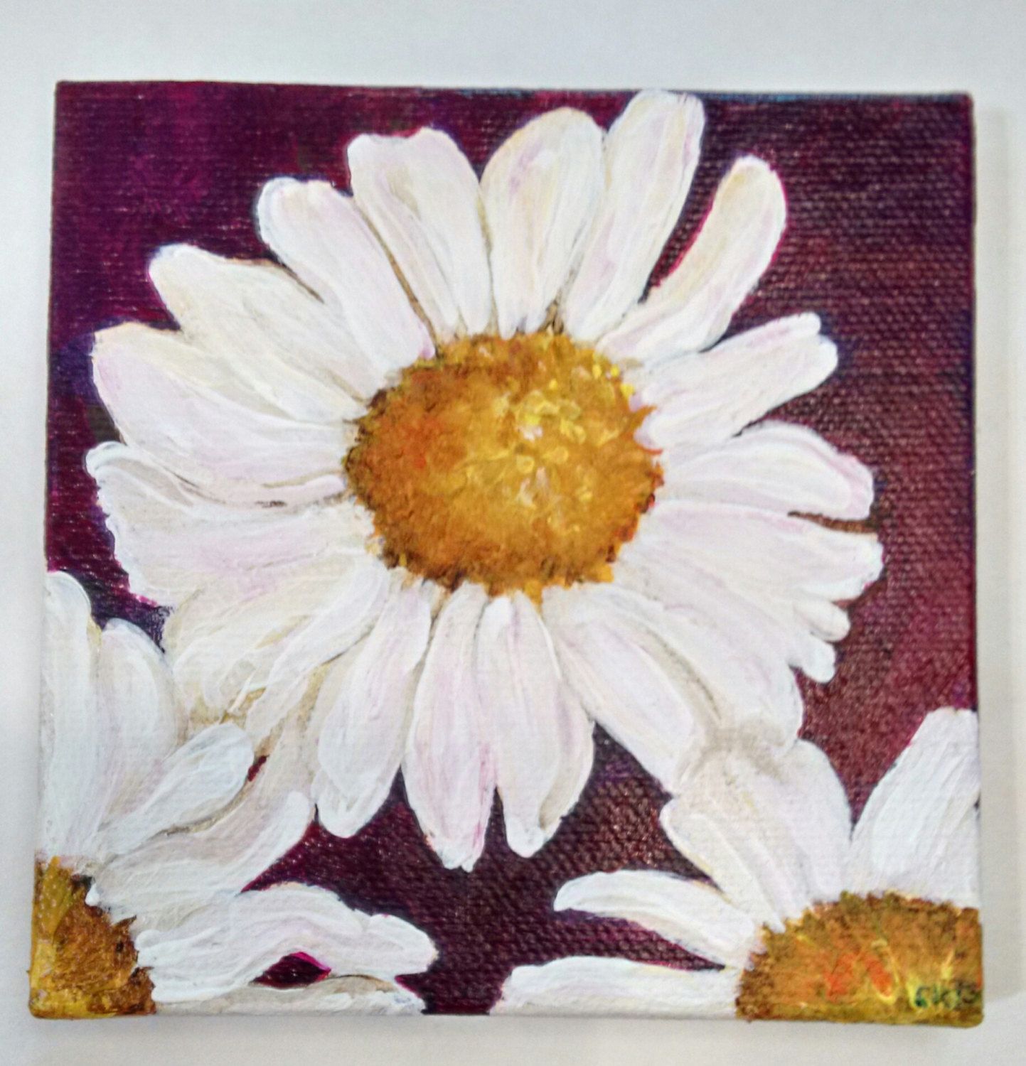 1443x1500 Purple Mini Canvas Art, Shasta Daisies Painting Canvas Art 4 X 4 - Small Flower Painting
