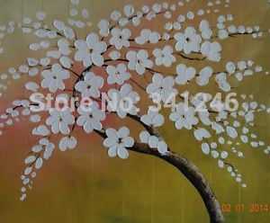 300x248 Hand Painted Modern Home Decor Wall Art Picture Tree White Small - Small Flower Painting