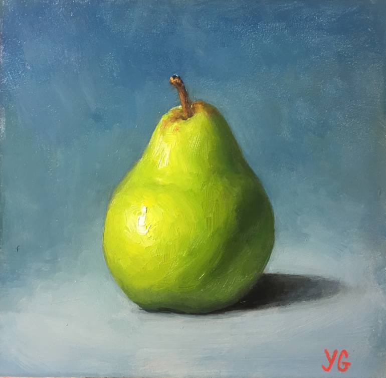 770x754 Saatchi Art Green Pear Original Small Oil Painting Painting By - Small Oil Painting