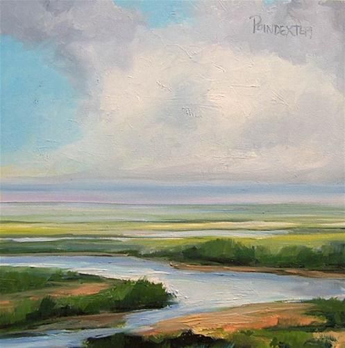497x500 Salt Marsh In Delaware Small Oil Painting - Small Oil Painting