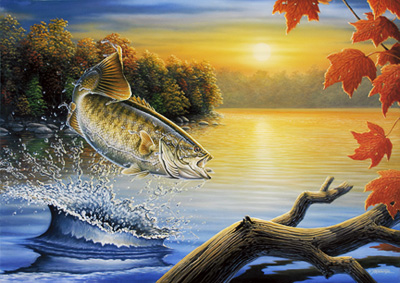 400x283 Evening Air - Smallmouth Bass Painting