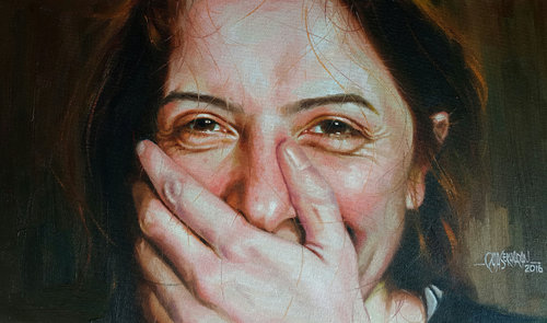 500x295 Smile Please By Rajasekharan Parameswaran (2016) Painting Oil - Smile Painting