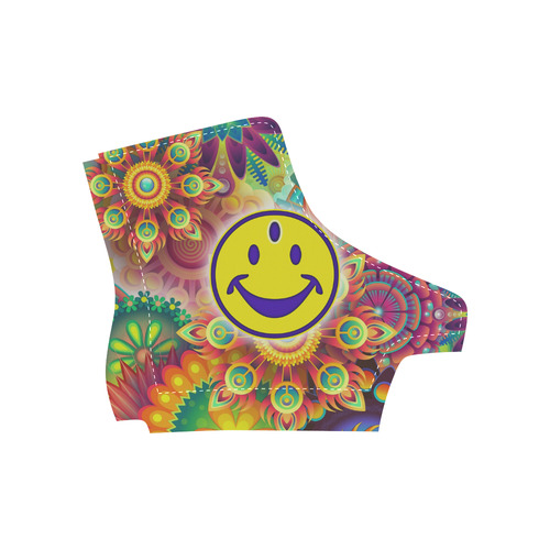 500x500 Flower Power Third Eye Smiley Painting Apache Round Toe Women'S - Smiley Painting