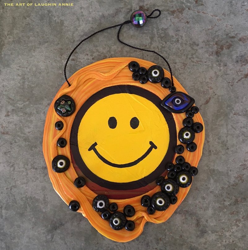 800x805 Smiley Painting With Clay Frame By Artoflaughinannie - Smiley Painting