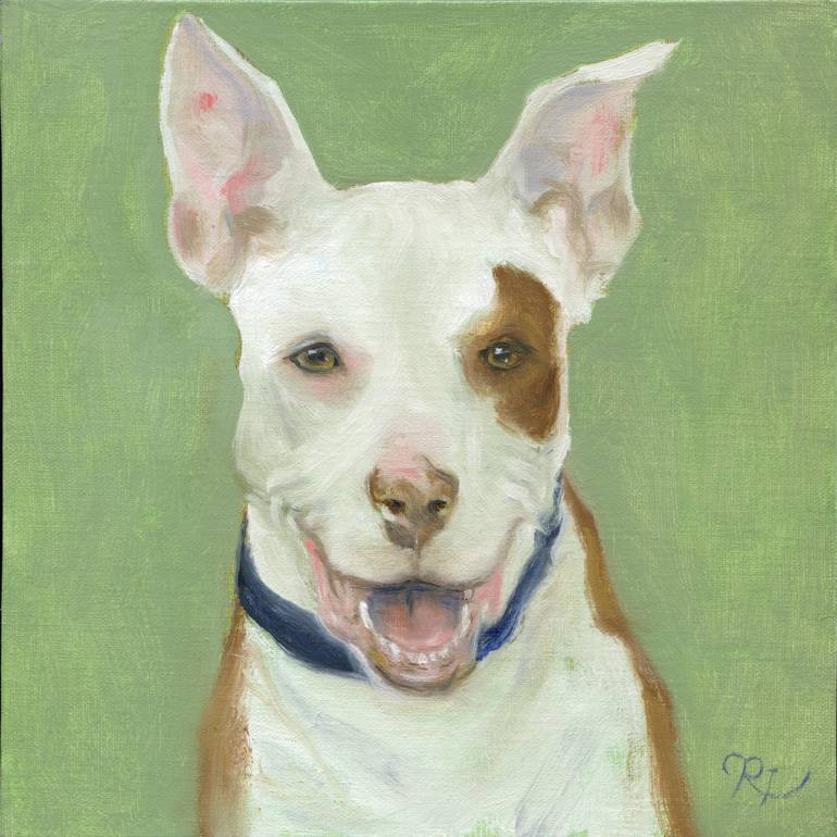 770x770 Saatchi Art Smiling Pitbull Painting By Randy Lindquist - Smiling Dog Painting