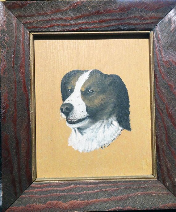 570x685 Folk Art Dog Painting Signed K.k. Humphrey Vintage 1922 Painted - Smiling Dog Painting