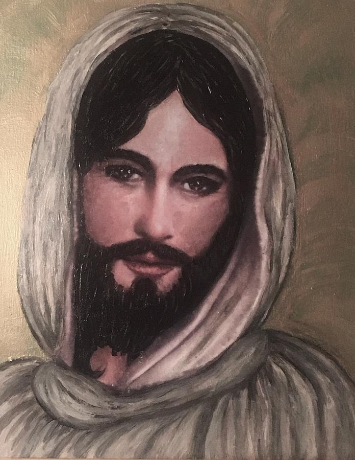 696x900 Smiling Jesus Painting By Cena Caterine - Smiling Jesus Painting