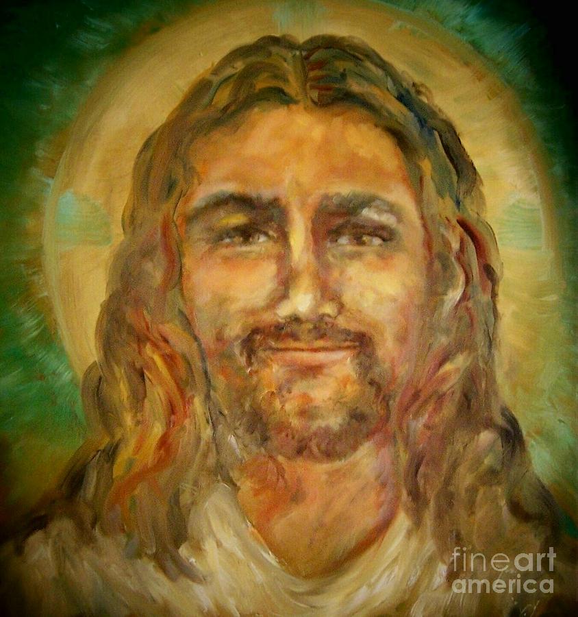 844x900 Smiling Jesus Painting By Suzanne Reynolds - Smiling Jesus Painting