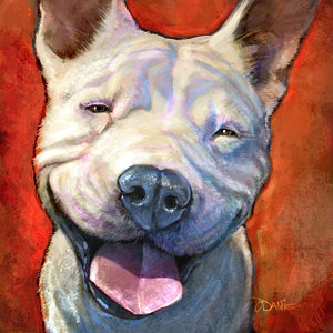 300x300 Pit Bull Art Fine Art America - Smiling Pitbull Painting