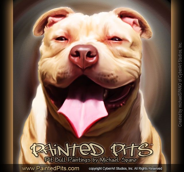 640x600 Smiling Pit Bull Painted By Michael Spano. - Smiling Pitbull Painting