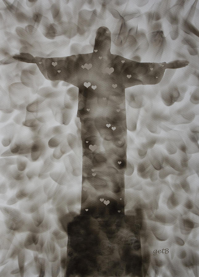 645x900 Jesus Love Original Candle Smoke Painting Painting By Georgeta Blanaru - Smoke Painting