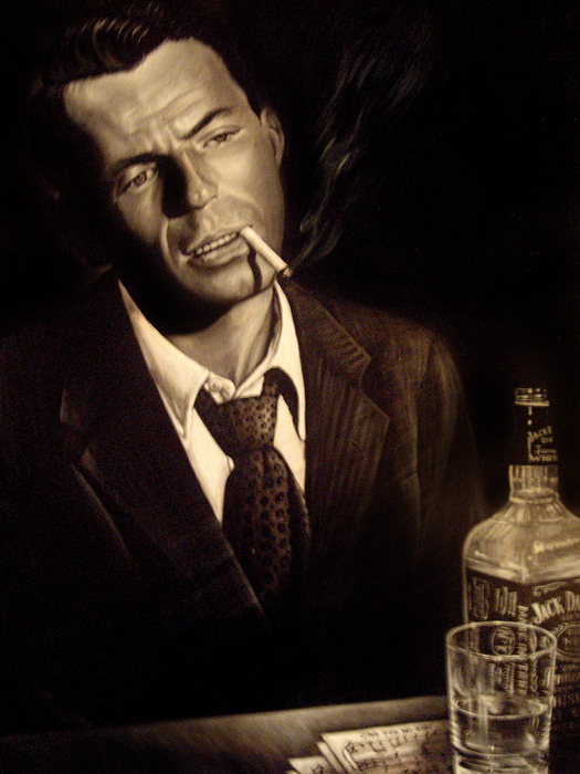 525x700 Frank Sinatra Retro Vintage Painting Smoking Portrait Huge Giant - Smoking Painting