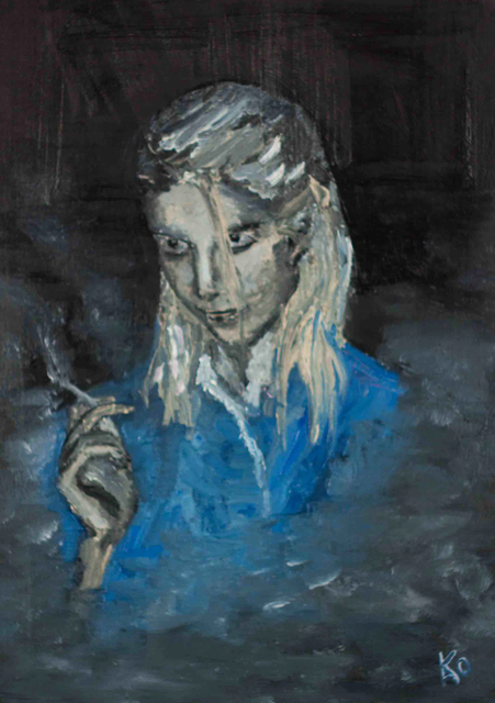 451x640 Kao Kabre Artwork Daemon Smoking Original Painting Oil - Smoking Painting