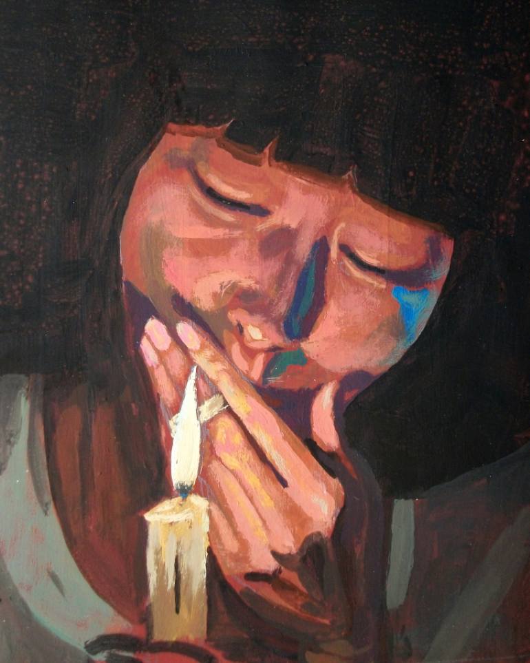 770x963 Saatchi Art Asian Girl Smoking A Cigarette - Smoking Painting