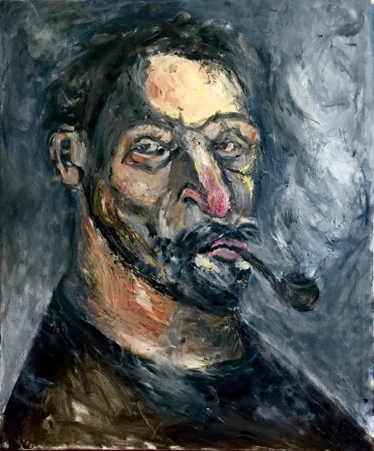 770x929 Saatchi Art Man Smoking Pipe Painting By Casey Edward Shaw - Smoking Painting