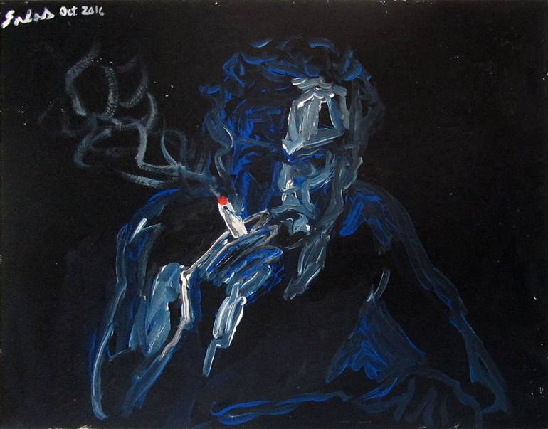 770x603 Saatchi Art Man Smoking Painting By Fernando Salas - Smoking Painting
