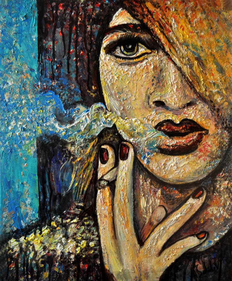 770x935 Saatchi Art Woman Smoking Painting By Alex Solodov - Smoking Painting