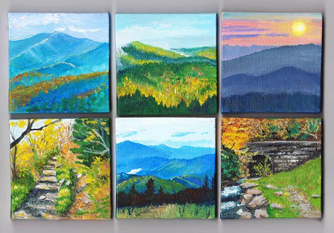 664x463 Painting A Mini Canvas - Smoky Mountain Painting