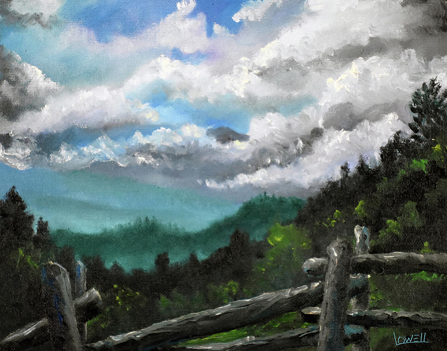 900x707 Smoky Mountain Overlook Painting By Lowell Hitt - Smoky Mountain Painting
