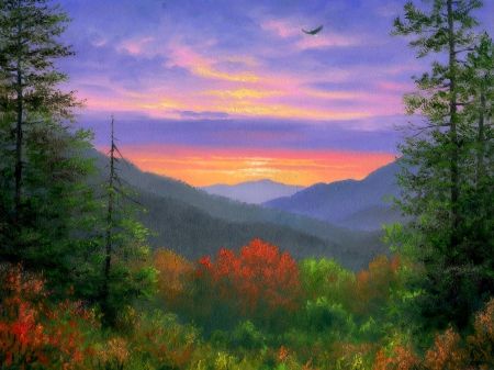 450x337 Mountain By Abraham Hunter. - Smoky Mountain Painting
